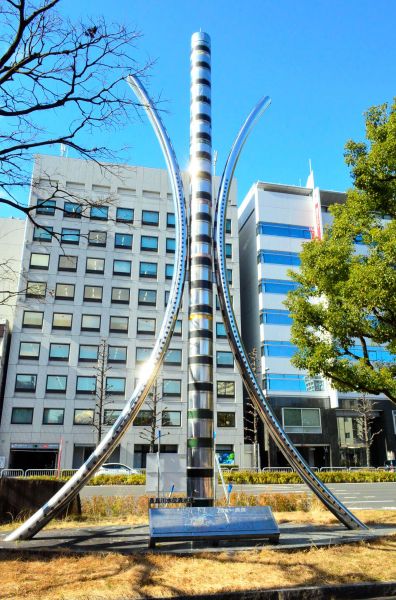 在りし日の金公園の長良川水位表示塔