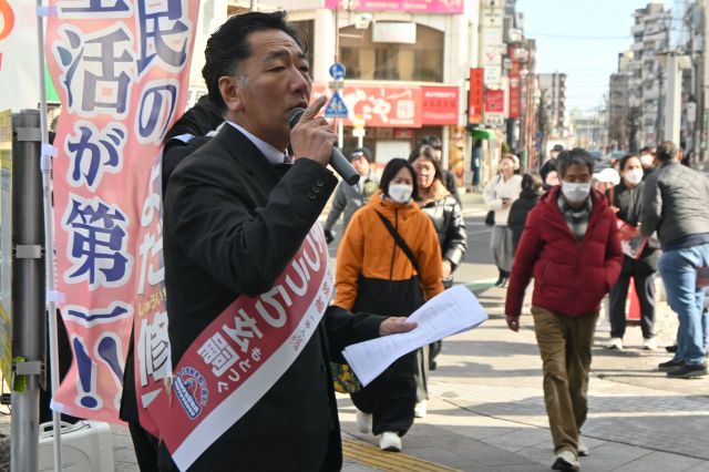 川口市長選に立候補した松浦玄嗣さん＝浅野真撮影